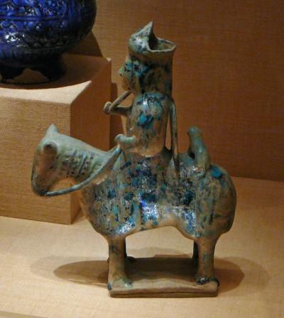 Moulded Seljuk horseman – with his hunting cheetah on his horse’s bottom, in the Met. My own image